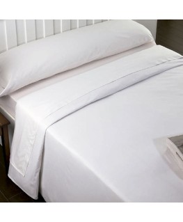 Hospitality bed sheet set 50% cotton 50% polyester plain white