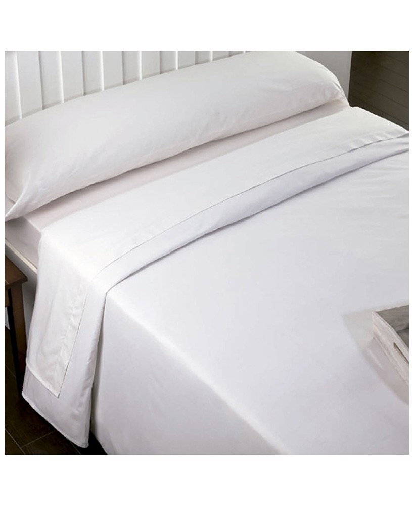Hospitality bed sheet set 50% cotton 50% polyester plain white